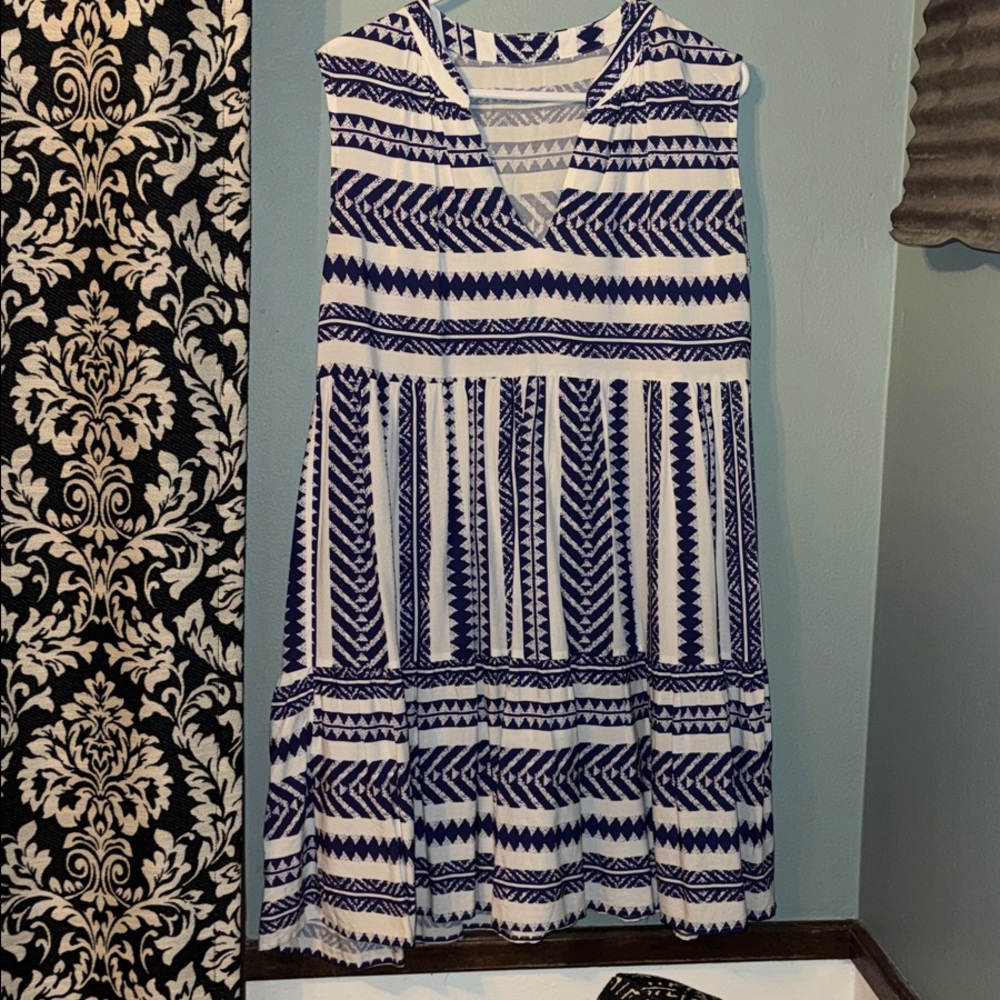 Cupshe White and Navy Patterned Mini Dress - Picture 3 of 6